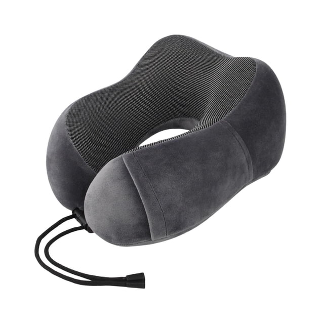 Almohada de , soporte para cuello, reposacabezas ultraligero y versátil, funda lavable portátil en forma de U para coche cama o oficina. Gris oscuro