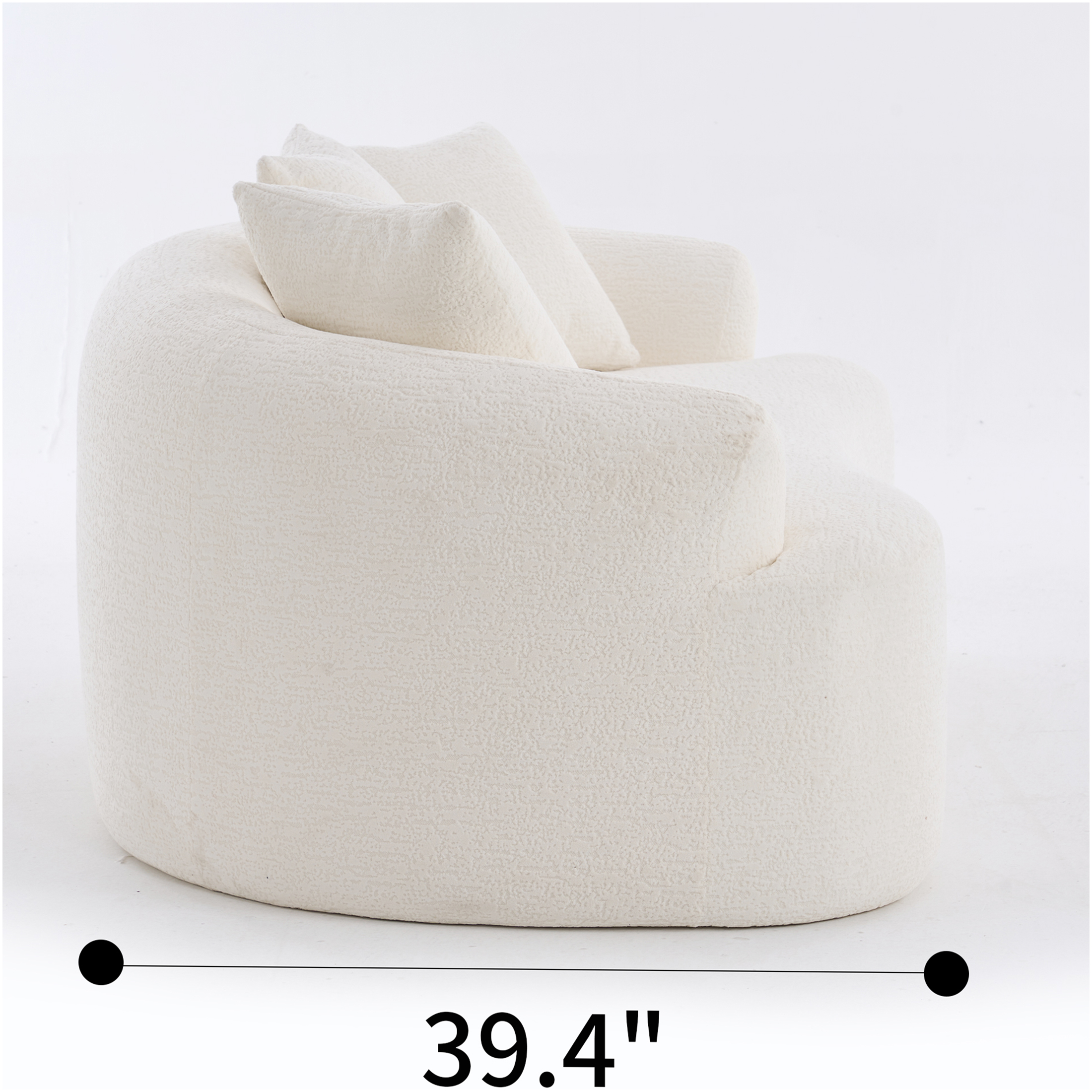 JERFIT Compact Loveseat Sofa with Pillows, Curved Chenille Fabric Small Apartment Couch for Living Room, Bedroom, No Assembly Required