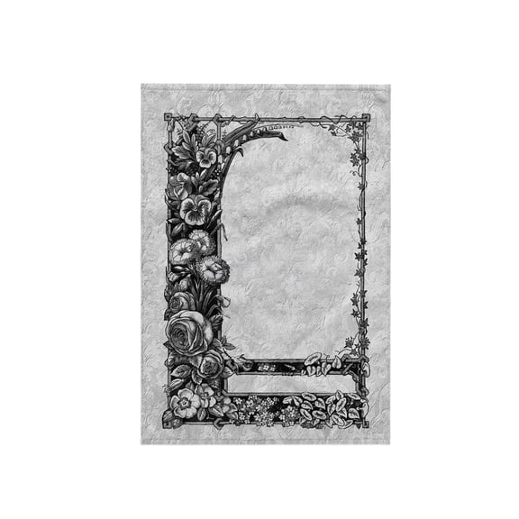 3dRose, Monotone floral trellis design on a slate grey damask background, 15x22 Hand Towel