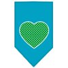 Mirage Pet Products Green Swiss Dot Heart Screen Print Bandana for Pets, Large, Turquoise