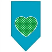 Mirage Pet Products Green Swiss Dot Heart Screen Print Bandana for Pets, Large, Turquoise