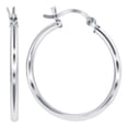 thumbnail image 2 of Gem Avenue 925 Sterling Silver Polished Hoop Earrings (28mm Diameter), 2 of 4
