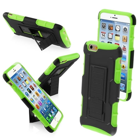 Insten Black/Electric Green Hybrid Hard Shockproof Car Stand Protector Phone Case For iPhone 6S 6 4.7