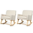 thumbnail image 1 of Gymax Ensemble de 2 Fauteuils Lounge en Tissu Style Mi-Siècle Fauteuil d'Appoint Rembourré Fauteuil Berçant Beige, 1 of 6