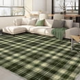 thumbnail image 2 of Hasoo Washable 6' x 9' Area Rug for Living Room Modern Geometric Grid Non-Slip Soft Indoor Floor Carpet, Dark Green, 2 of 5