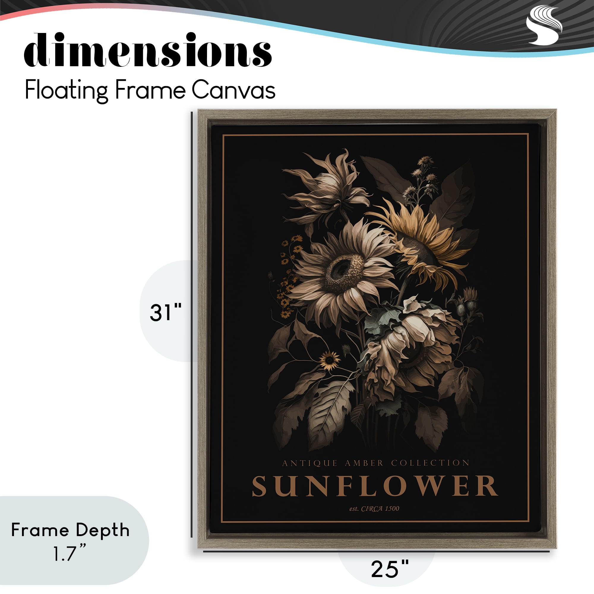 Stupell Industries Antique Sunflower Bushel Brown Framed Floater Canvas Wall Art, design by Christopher Giampietro
