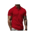 thumbnail image 4 of Mens Knit Polo Shirts Casual Short Sleeve Button Down Polo Shirt Performance Golf Polo Shirt Moisture Wicking Quick Dry Short For Men Casual Activewear Red L, 4 of 6