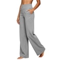 thumbnail image 4 of cocolona Womens High Waist Dress Pants Elastic Waist Straight Wide Leg Yoga Pants Casual Commute Work Pants with Pockets, 4 of 5