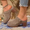 thumbnail image 3 of WMTBSRSW Block Heel Sandals for Women Dressy Heeled Chunky Heel Closed Toe Slip On Walking Slides Summer Casual Clogs Slide Wedge Sandals, 3 of 9