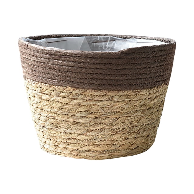 Cesta de almacenamiento para macetas, cesta tejida para plantas, maceta para jardín