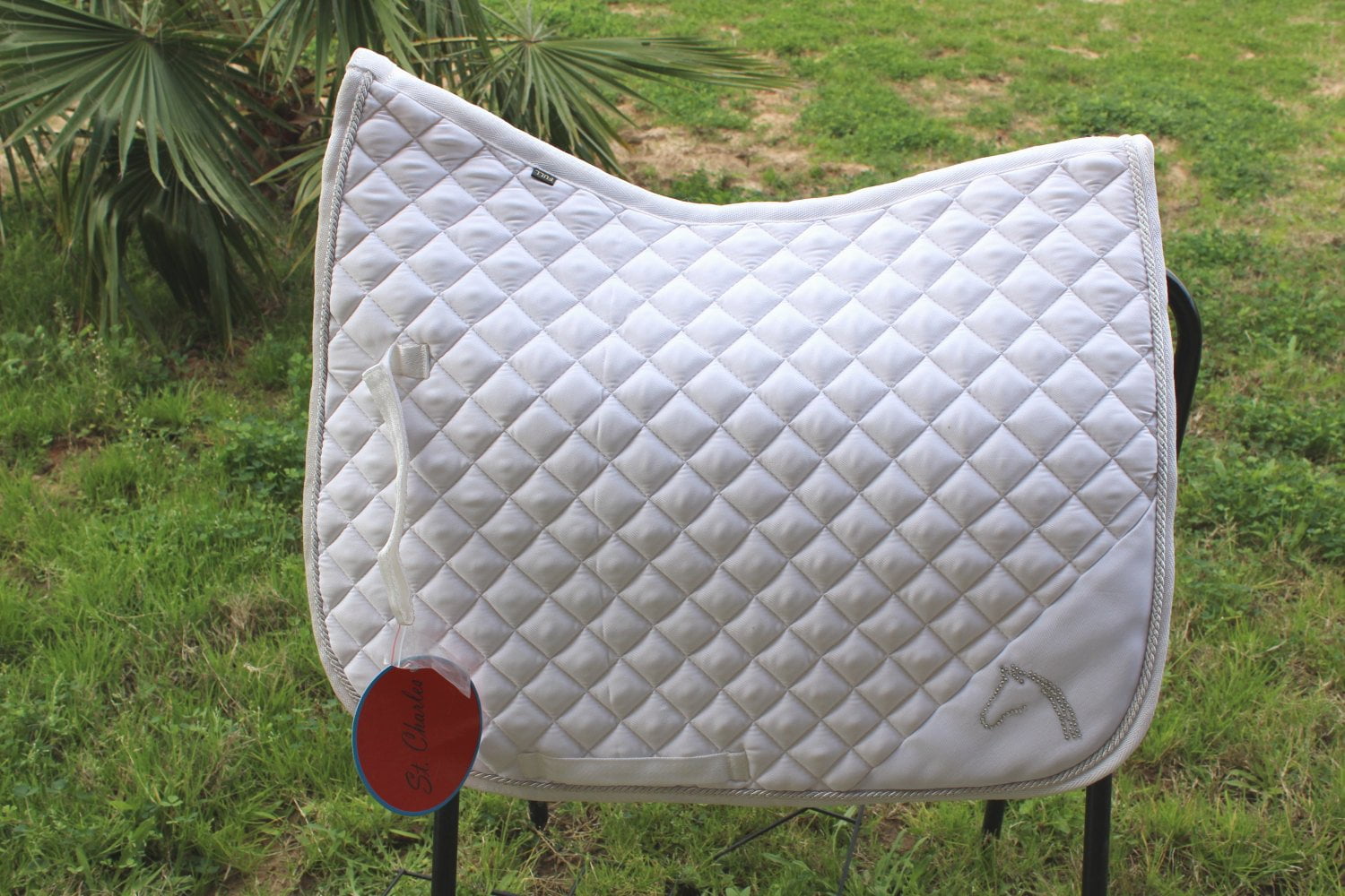 Horse Quilted ENGLISH SADDLE PAD Tack Trail Riding White 72M02C