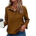 thumbnail image 2 of Yuhangmm Women Hoodies Long Sleeve Hoodless Sweatshirt Casual Crewneck Pullover Soft Comfortable Blouse Top for Everyday Style Coffee M, 2 of 7
