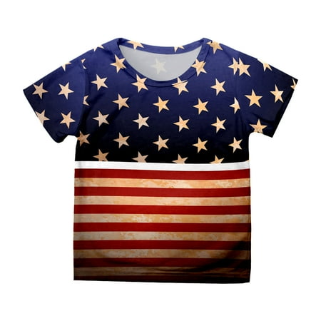 

ZMHEGW Summer Toddler Boys Girls Independence Day Short Sleeve Prints T Shirt Tops Clothes Toddler Boys Girls T Shirts