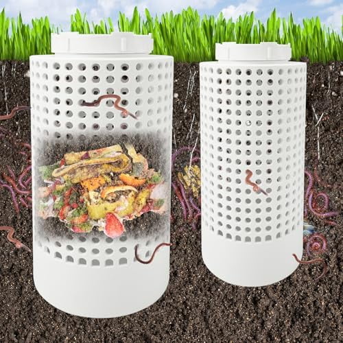 2 PCS Compost Bin Outdoor, Inground Worm Farm Compost Bin Kit for Raised Garden Beds at Home, Farm Compost Bin for Garden, Reducing Food Waste Composting Systems Sustainable Worm Composter.