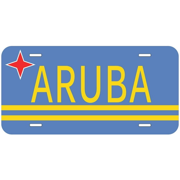 Aruba Flag With Country Name Novelty Car Auto License Plate