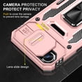 thumbnail image 3 of Heavy Duty Rugged Case for iPhone 16e, Case with Rotatable Ring Kickstand & Sliding Camera Cover, Support Magnetic Car Mount, Soft TPU Shockproof Hard PC Back Case - Rosegold, 3 of 7