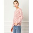 thumbnail image 4 of Jersey de punto de Lunares Allegra K Manga Larga cuello redondo Elástico Invierno otoño Mujer Rosa M, 4 of 6