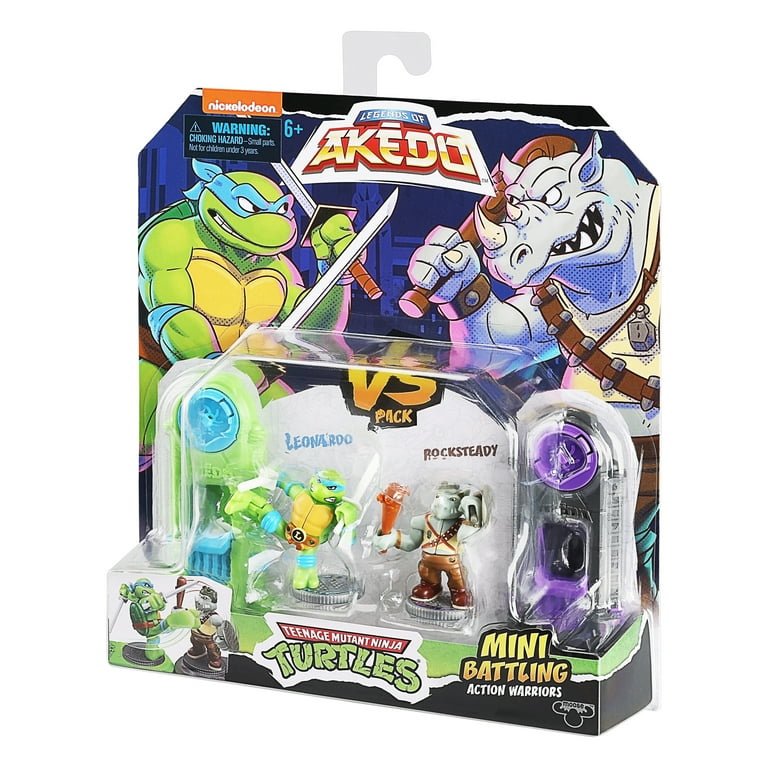 Akedo TMNT Mini Battling Warriors: Leonardo vs Rocksteady Toy