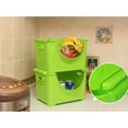 thumbnail image 6 of Basicwise Stackable Plastic Storage Bins with Cut Out Handles - Set of 3 Durable Organizing Containers for Home, Closet, Garage, Office - Easy Access Even When Stacked - 10 x 11 x 9 in - Green, 6 of 10
