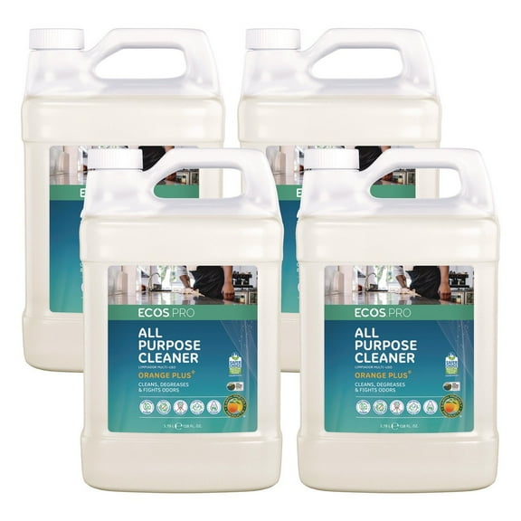 ECOS PRO PL970604CT 1 Gallon Orange Plus All-Purpose Cleaner and Degreaser Bottle - Citrus Scent (4/Carton)