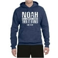 thumbnail image 2 of Wild Bobby Noah Was A Conspiracy Theorist Inspirational/Christian Unisex Graphic Hoodie Sweatshirt, Vintage Heather Navy, 3X-Large, 2 of 5