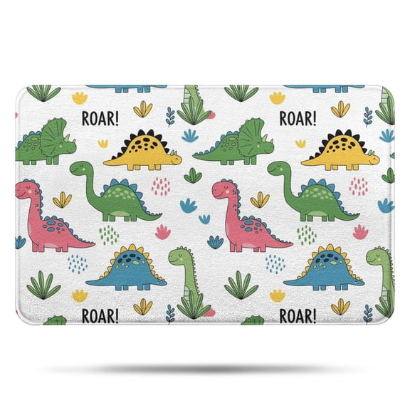 Dinosaur with ROAR Pattern Bathroom Rugs Mat,Non Slip Microfiber Bathroom Rug,Rubber Backing,Soft Bathroom Mats for Bathroom Floor,Tub and Shower,17x27in(43x68cm)