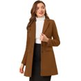 thumbnail image 1 of INSPIRE CHIC Manteau d'Hiver pour Femme à Revers Cranté, Simple Boutonnage, Manches Longues, Brun Foncé, S, 1 of 6