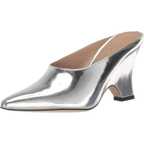 Sam Edelman Vonn Soft Silver Slip On Pointed Toe Kitten Heeled Dress Pumps (Soft Silver, 5)