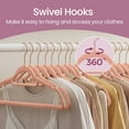 thumbnail image 3 of LEDREM 50-Pack Velvet Hangers, Non-Slip Clothes Hangers with 360° Swivel Hooks, Slim & Sturdy for Coat, Dress, Space-Saving, Coral Pink, 3 of 8