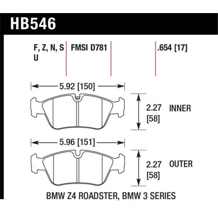 Hawk HPS Street Brake Pads Fits select: 2001-2005 BMW 325, 2000 BMW Z3 2.8