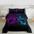 thumbnail image 2 of Feelyou Game Console Lover Queen Comforter Set, Modern Honeycomb Geometry Bedding Sets, Teen Boy Girl Kid Reversible Bedding Comforter Set, Ultra Soft Home Decor, 3-Piece, 2 of 8