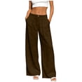 thumbnail image 2 of Neewe Women's Wide Leg Pants with Pockets - Casual Loose Button Waist Trouser Pants Sweatpants Palazzo Lounge Pants, 2 of 8