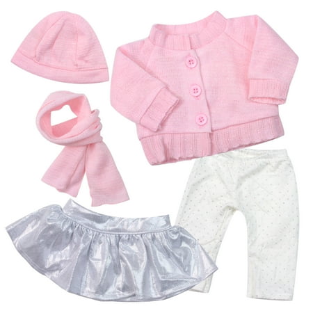 Sophia's Dress, Leggings and Shoes for 18" Dolls, Gray/Pink