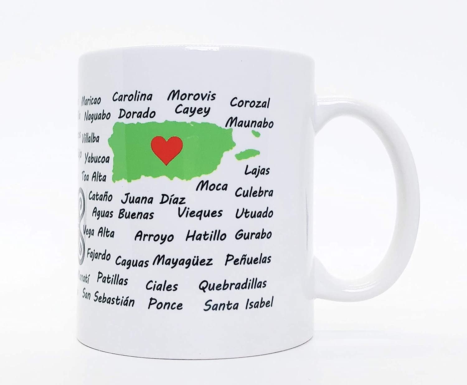 Puerto Rico Gift Coffee Mug Set of 2. Housewarming Puerto Rican Gift Set.  Borinquen Island With Heart and Travel Puerto Rico Artwork. 