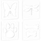 thumbnail image 1 of Juego de 4 reglas y plantillas para acolchado con movimiento, plantillas acrílicas para acolchado con forma de pata de perro, huesos, libélula y mariposa. Plantilla acrílica transparente., 1 of 7