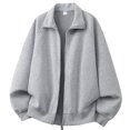 thumbnail image 2 of Mens Zip Up Sweatshirt 2026 Fall Winter Long Sleeve Plain Full Zipper Oversized Jacket Cardigan Outerwear, 2 of 9