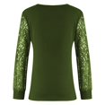 thumbnail image 5 of Leesechin Lace Mesh Tops Women Patchwork Long Sleeved V-neck Youth T Shirts in Clearance, 5 of 5