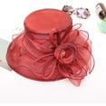 thumbnail image 3 of Organza Fascinator Hat - Women's Wide Brim Church Bridal Tea Party Wedding Hat, 3 of 5