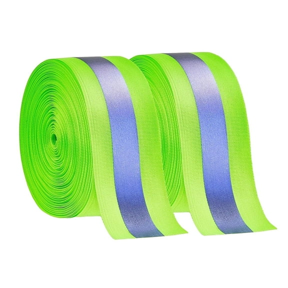 2 Rolls 66ft Green Sew-On Reflective Tape, 2" High Visibility Fabric for Clothing – DIY Safety Webbing for Bags, Raincoats, Night Running Gear