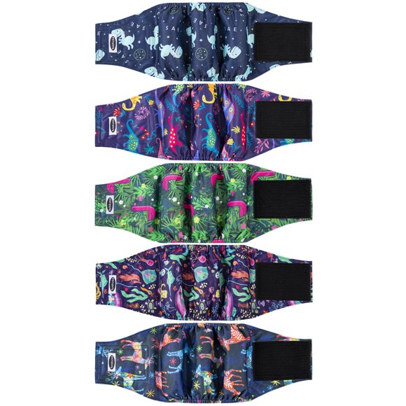 Tuiskusa Couches pour Chiens Mâles, Bandes Ventrales pour Chiens Mâles à Haute Absorption, Enveloppes pour Chiens Mâles Lavables et Réutilisables (Lot de 5)