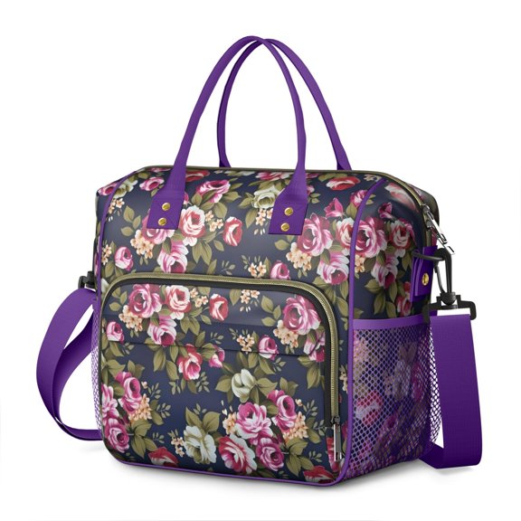 Pioneer Flower Floral Print Pattern Womens Lunch Box for Work,Insulated Large Lunch Bag for Tween and Teen,Loncheras Para Mujer,Leakproof Adult Lunch Bag for Work,Beach,Travel,Picnic,Camping