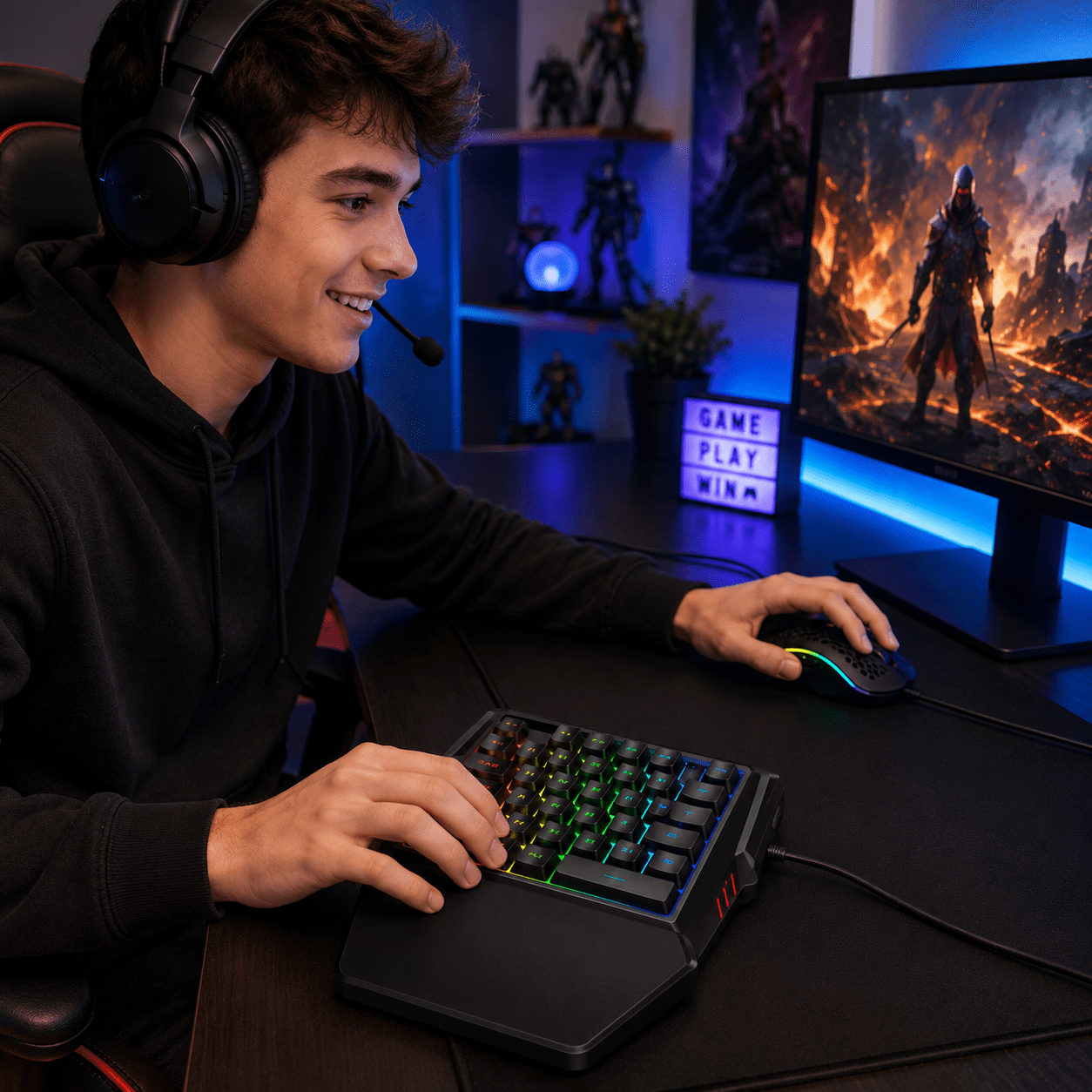 SANOXY One-Hand Gaming Keyboard With Backlight 35 Keys Keyboard For Pc Computer Android Windows
