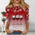 thumbnail image 4 of Aloohaidyvio Christmas Womens 3/4 Sleeve Merry T-Shirts Casual Merry and Bright Graphic Tee Tree Tops, 4 of 6