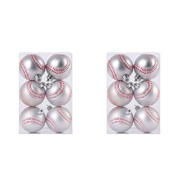 A Baseball Design Christmas Ball Ornaments For Tree Decoration Measuring 6Cm Crafted From Plastic