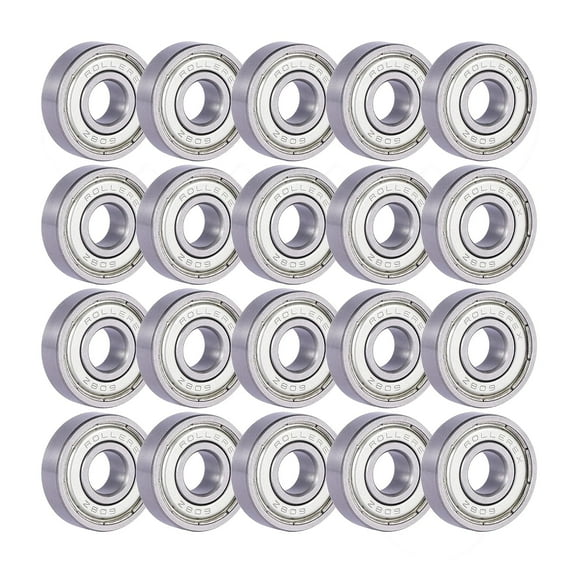 Rollerex 20-Pack, 608ZZ ABEC-1 Wheel Bearings (for Any Products Using Roller Skate Wheels) (Carbon Steel) - for Inline, Roller Blade, Rollerskate, Skateboard, RipStik & More