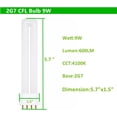 thumbnail image 2 of czcpp-9W Ampoule Fluorescente Base 2G7, Ampoule de Remplacement pour Satco S8365, CF9DS/E/841, Ampoule Lanterne Coleman, Rayovac F9w-1, Lanterne de Tâche, 4100K 2G7 Ampoule 4Pin pour Lanternes Traditionnelles, 2 of 4