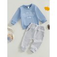 thumbnail image 5 of Baby Toddler Boys Pants Clothing Set 3 6 12 18 24 Months Long Sleeve Crew Neck Letters Print Sweatshirt with Sweatpants Infant Outfits, 5 of 9