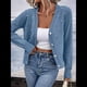 thumbnail image 4 of Cárdigan con Botones y Ribete de Perlas para Mujer, Suéter de Punto con Cuello en V y Larga, Moderno y Versátil. Azul L, 4 of 8