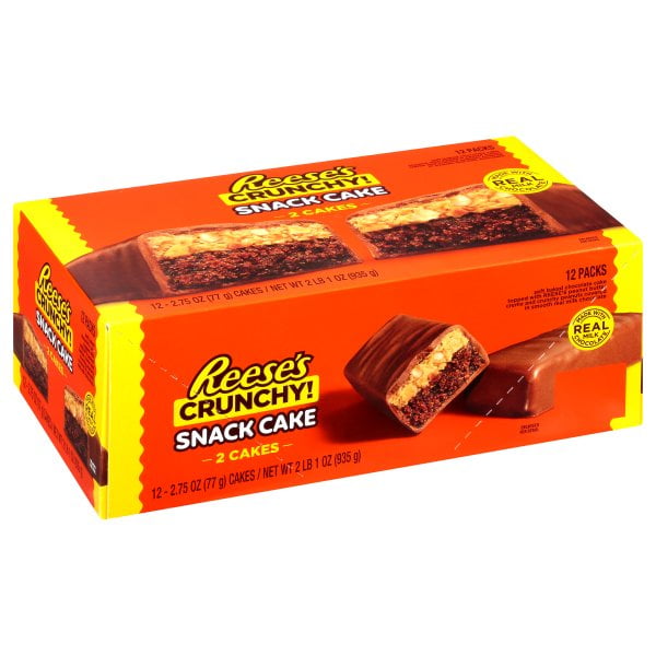 Reese's CRUNCHY Snack Cake, 2 Cakes Per Pack (2.75 oz), 1 Box (12 Count