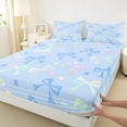 thumbnail image 3 of Homewish Kawaii Bowknot Twin Sheet Sets 3pcs for Kids Girls, Gradient Bow Ribbon Twin Fitted Sheet, Cute Stars Flat Sheet, Lightweight Room Decor, 3 of 7